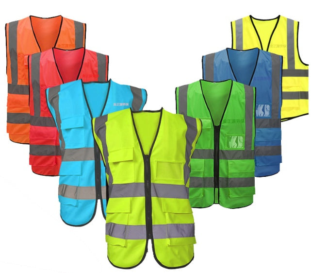 Direct reflective vest multi-pocket reflective vest can be printed riding reflective safety clothing traffic sanitation reflective vest