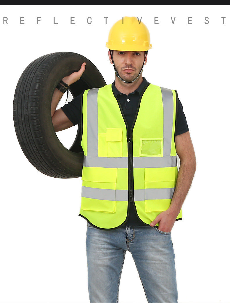 Direct reflective vest multi-pocket reflective vest can be printed riding reflective safety clothing traffic sanitation reflective vest